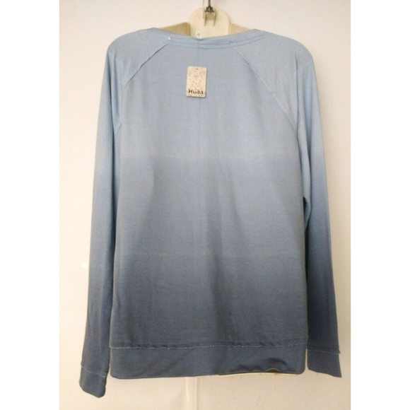 Women's MUDD Long Sleeve Blue Dip Dye Pullover Shirt Soft Comfy Size LG NWT - Picture 6 of 10